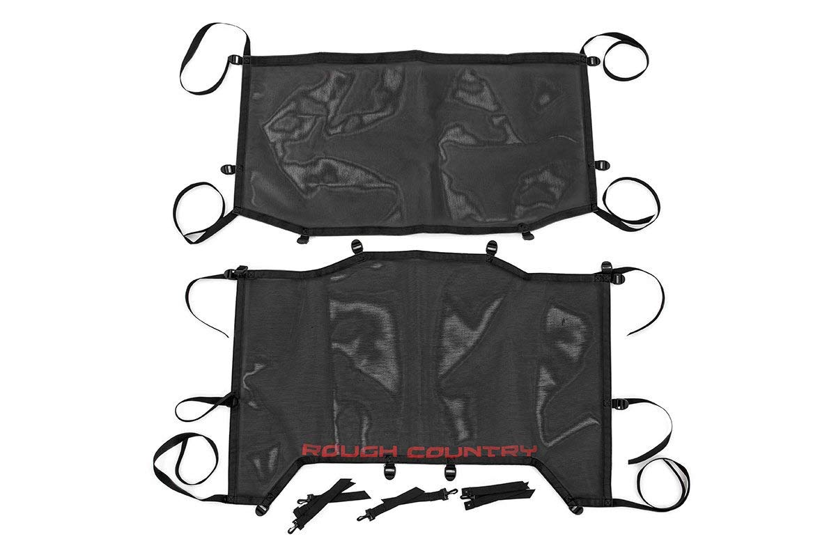 Rough Country Black Bikini Top Mesh Plus for Jeep Wrangler JL (2018-2023) 4-Door - UV Resistant Sunshade, Easy Install