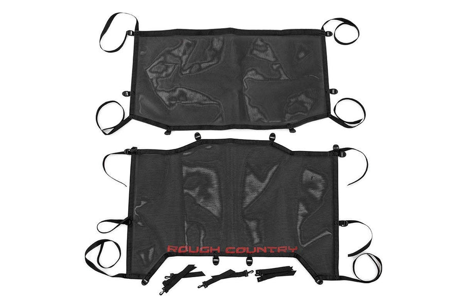 Rough Country Black Bikini Top Mesh Plus for Jeep Wrangler JL (2018-2023) 4-Door - UV Resistant Sunshade, Easy Install