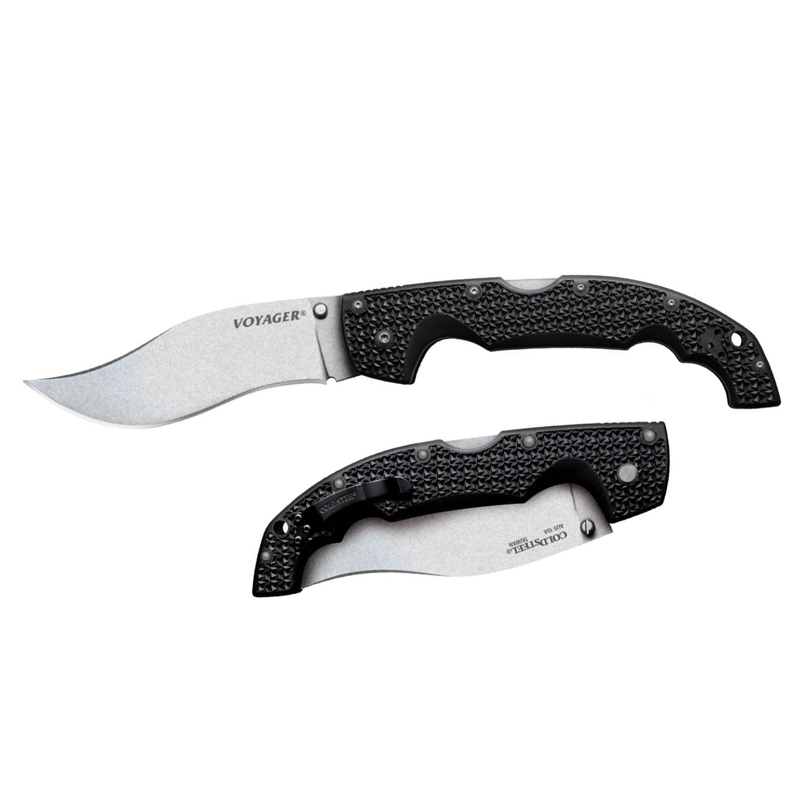Cold Steel Vaquero XL Voyager 5.5" AUS10A Kukri Plain Edge Razor-Sharp Blade 6.75" Griv-Ex Handle Everyday Carry Tactical Folding Knife