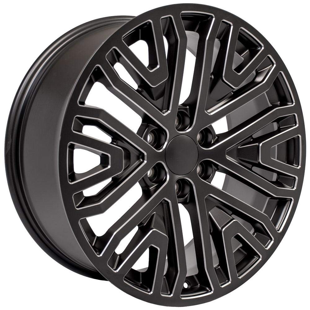 22 Inch OE Wheels CV37 Rim Fits Sierra 1500 Style 6x139.7 22x9 Satin Black with Milled Edge - Hollander 5906 (1)