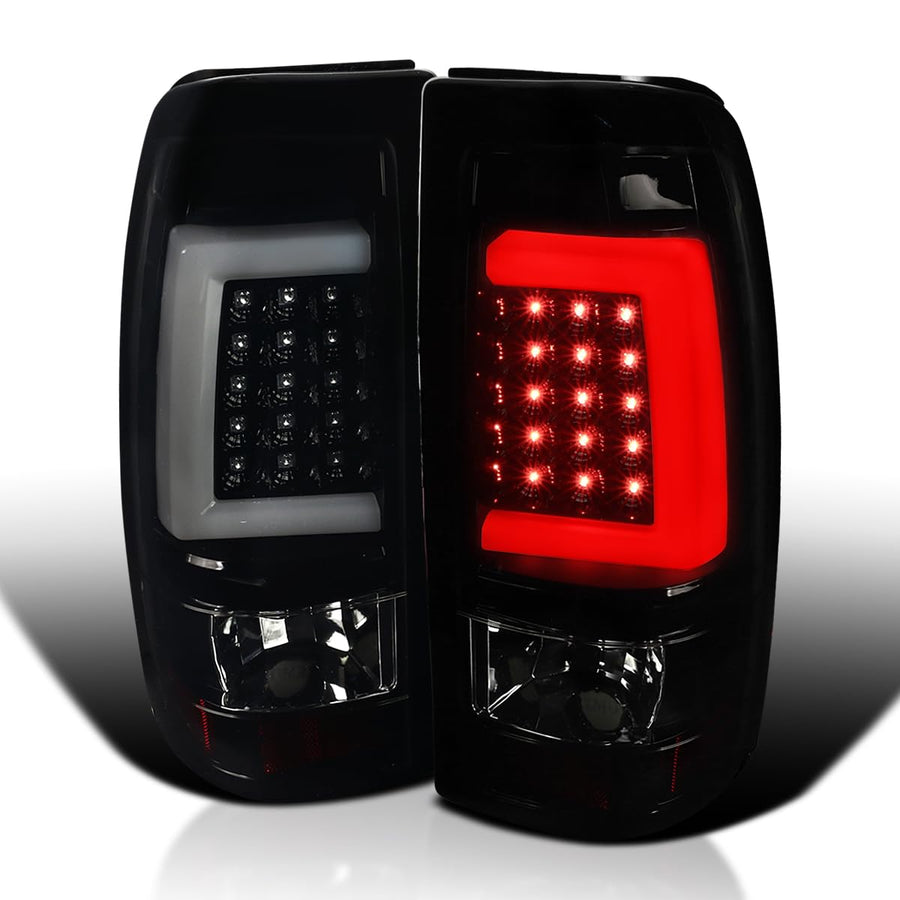 Black Smoke LED Bar Tail Lights SPEC-D TUNING Compatible with 1999-2002 Chevy Silverado GMC Sierra 1500/2500/3500 Models, Left + Right Pair Assembly