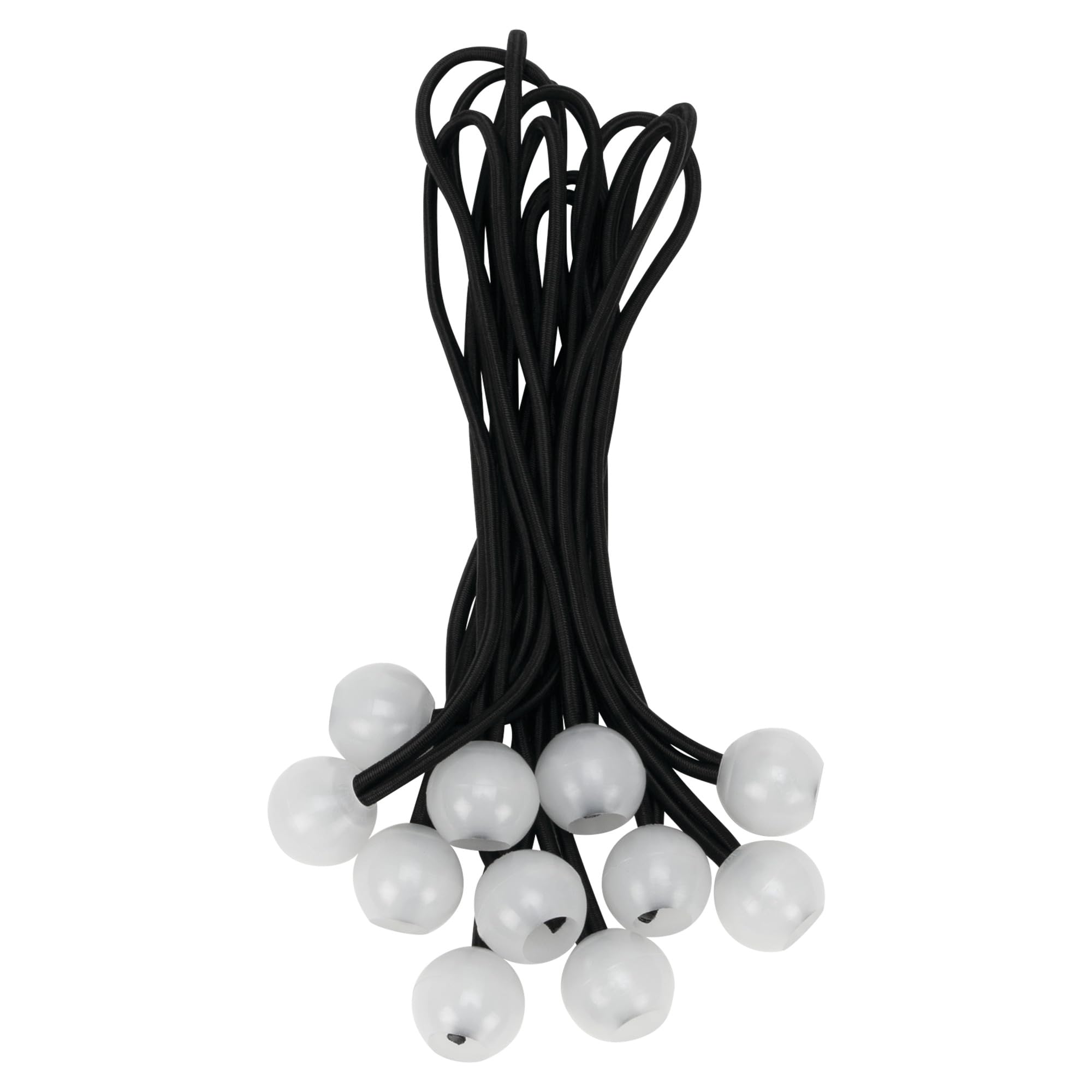 12pk Performance Tool Glowing Ball Bungees - Heavy Duty Elastic Cords with Secure Locking Balls for Camping, Outdoor, and Home Use