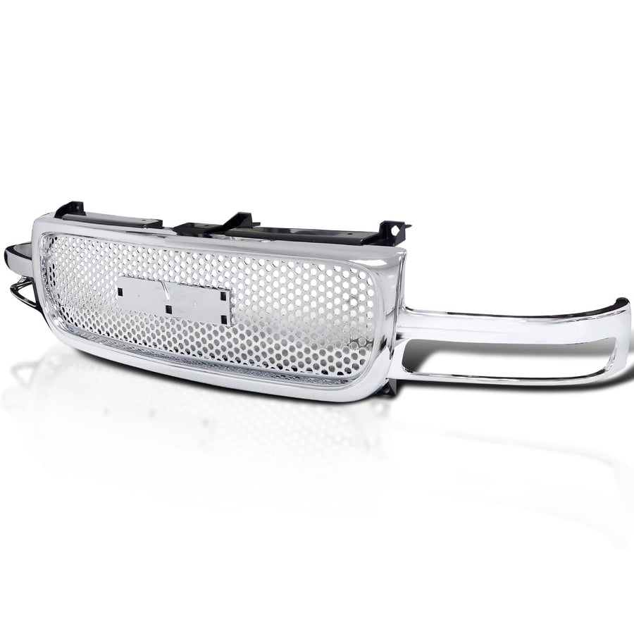 Upper Round Hole Mesh Spec-D Tuning Hood Grill Grille Chrome Compatible with 2000-2006 GMC Yukon Xl
