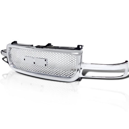 Upper Round Hole Mesh Spec-D Tuning Hood Grill Grille Chrome Compatible with 2000-2006 GMC Yukon Xl