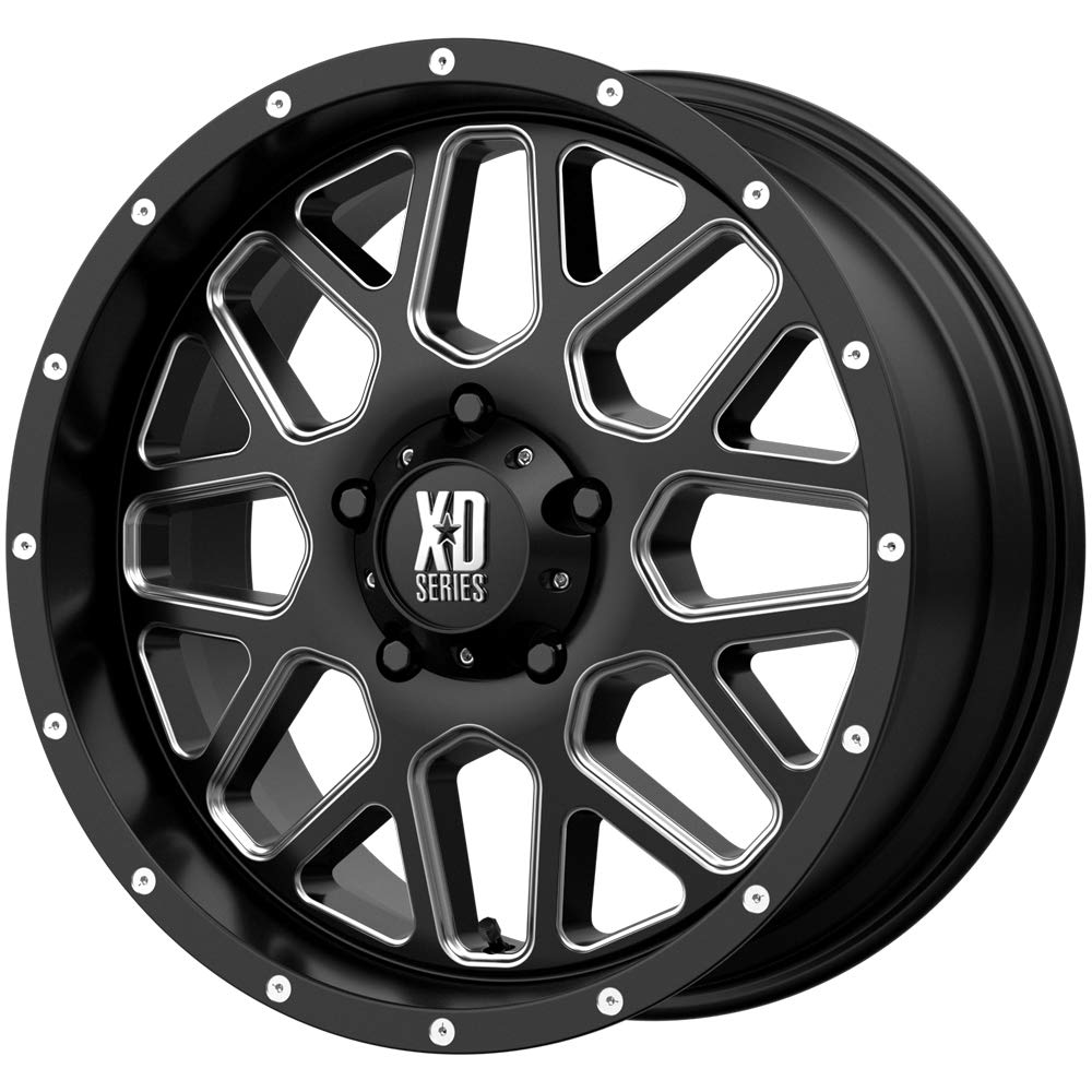 XD Wheels Xd820 Satin Black Milled Grenade Wheel with Alloy Steel (20 x 9. inches /5 x 110 mm, 0 mm Offset)