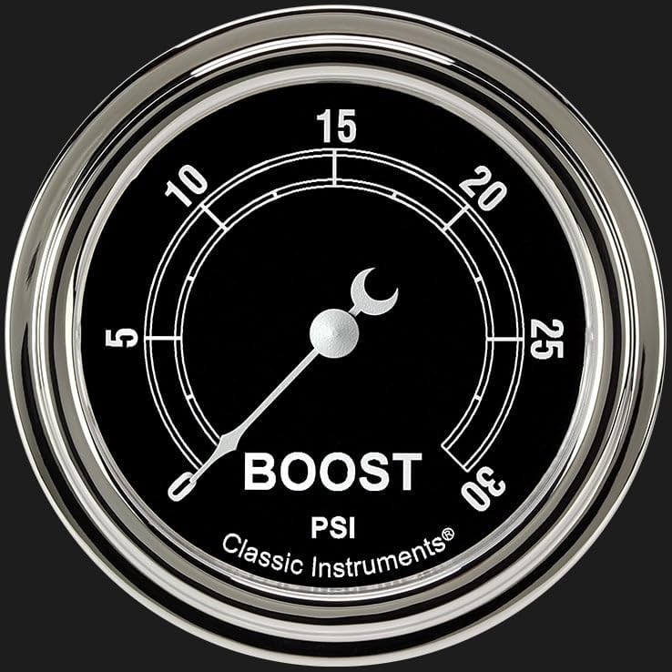 TR342SLF Classic Instruments Traditional 2 5/8" Boost Gauge 30 PSI Electric