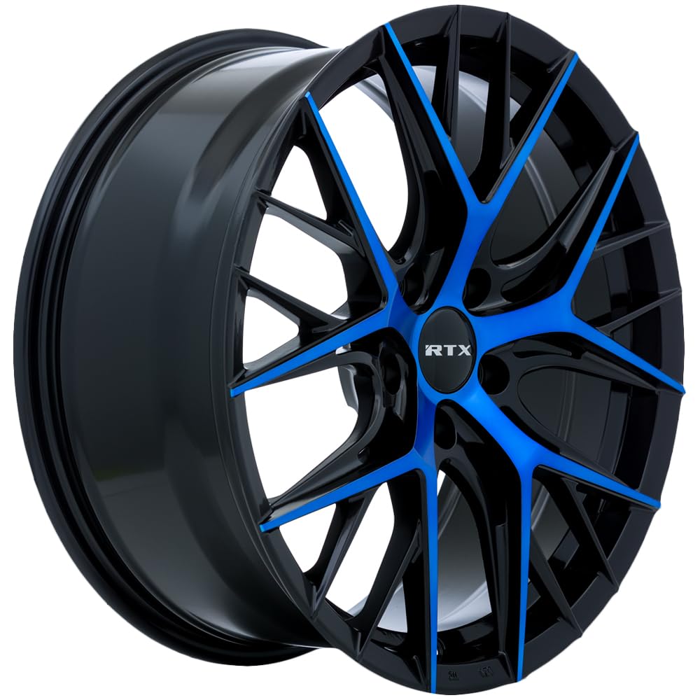 Custom RTX Valkyrie Wheel - 18x8, 40 Offset, 5x114.3 Bolt Pattern, 73.1mm Hub - Gloss Black with Machined Blue Face Rim