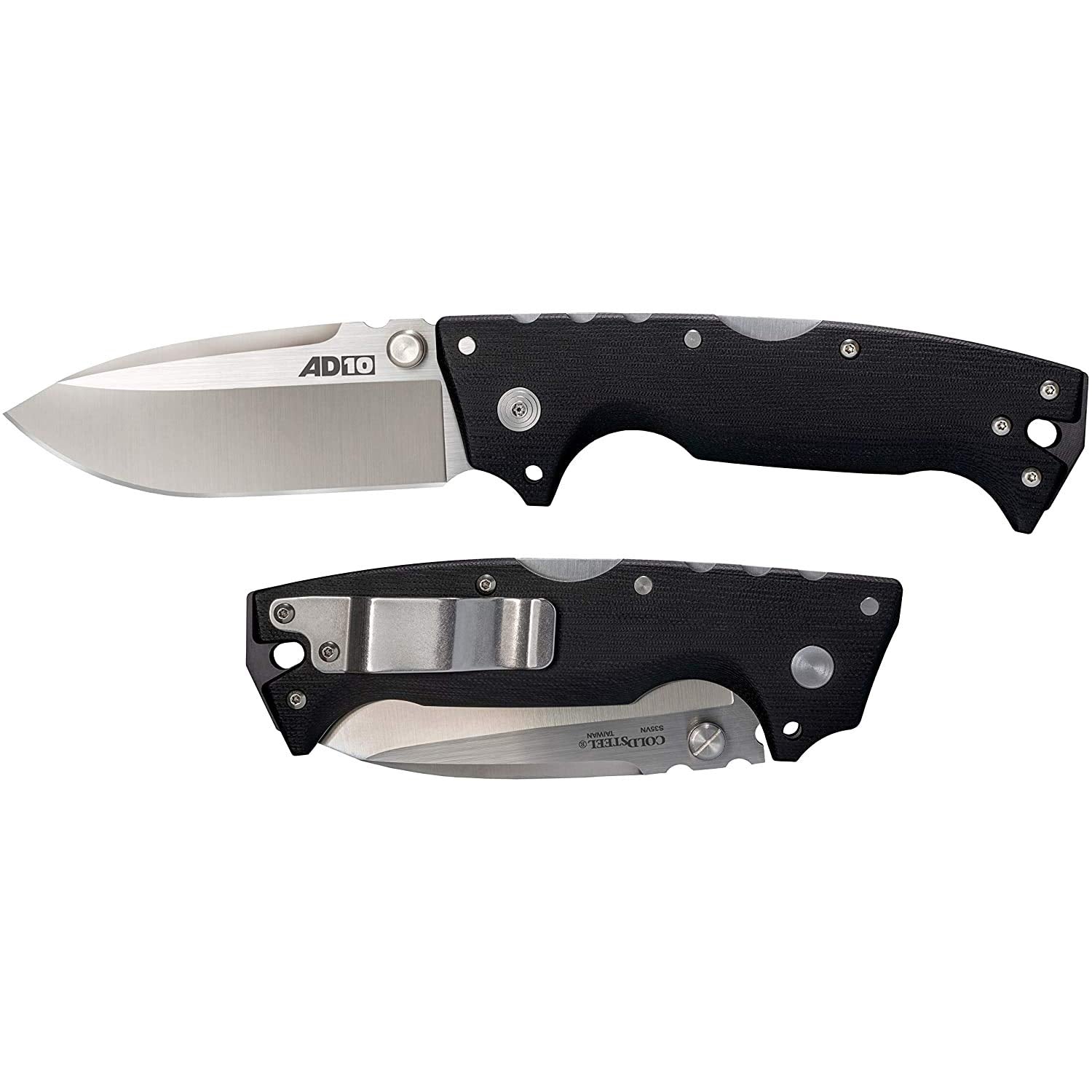 AD-10 COLD STEEL 3.5" S35VN Steel Ultra-Sharp Drop Point Blade 5.25" G-10 Handle Tactical Folding Knife with Tri-Ad Locking Mechanism