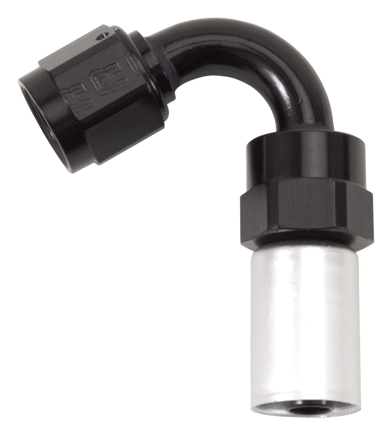 Edelbrock RUSSELL 610493 Hose End #6 Crimp On Swivel 120 Deg Blk & Clr