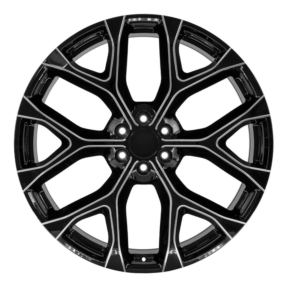 26 Inch OE Wheels CV98B Rim Fits Silverado 1500 Snowflake Style 6x139.7 26x10 Gloss Black with Milled Edge - Hollander 5904 (1)