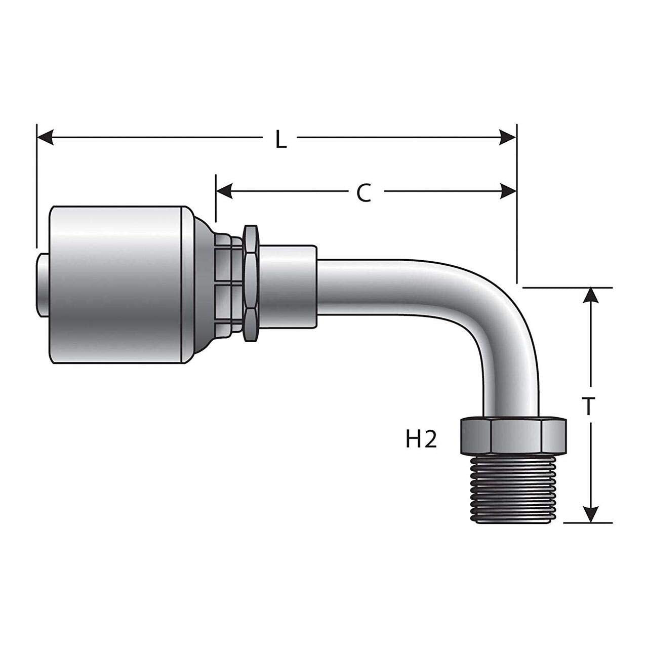 90 Bent Tube SAE Male Inverted Swivel (MegaCrimp)