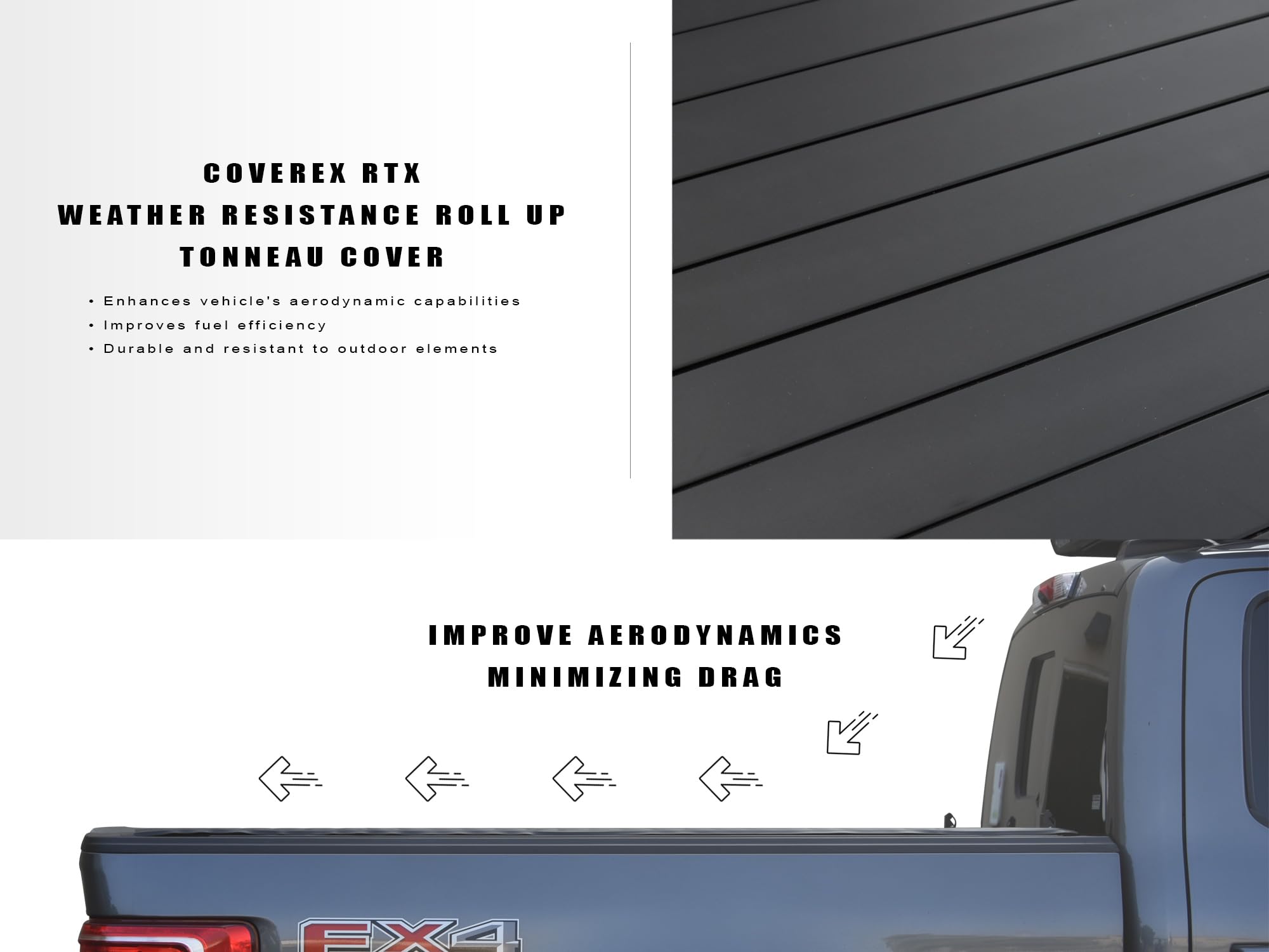 CoveRex RTX Low Profile Hard Roll-Up Truck Bed Tonneau Cover|Compatible with 2004-2015 Nissan Titan 6.5 Ft (78") Bed|8724026|Aluminum Roll Up|Flush Mount|Truck Bed Cover|