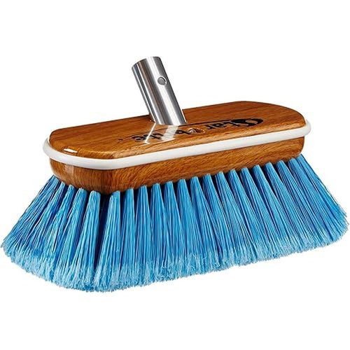 8" STAR BRITE Premium Cleaning Brush - Synthetic Wood Block with Durable, High-Density Star Prene Fibers for Boat, RV & Auto Surfaces - Extend-A-Brush Handles - Medium Bristle, Blue (040171)