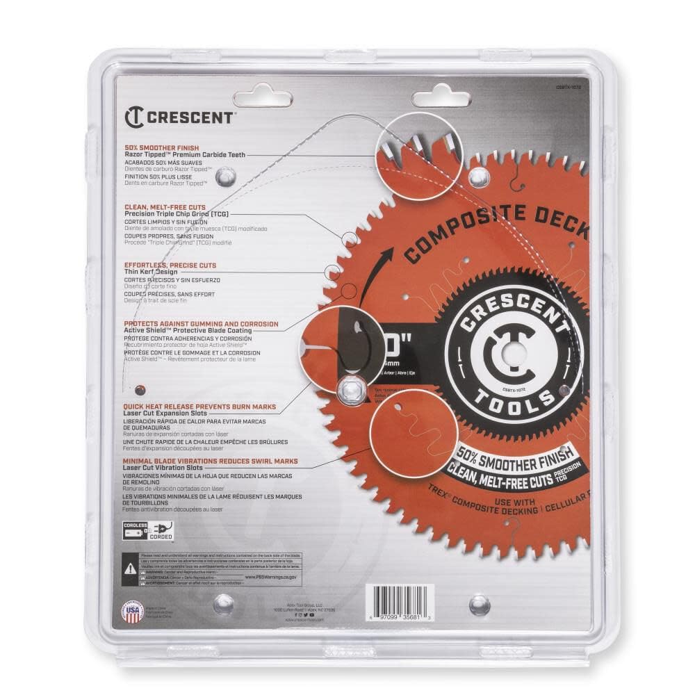 CRESCENT 10" CRESCENT 72T COMPOSITE BLADE (CSBTX-1072)