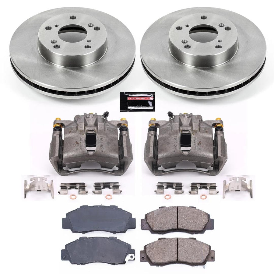 Power Stop KCOE1041 Replacement Autospeciality Front Caliper Kit- OE Rotors, Ceramic Brake Pads, Calipers For Honda Accord 1998-2002 [Model Specific]