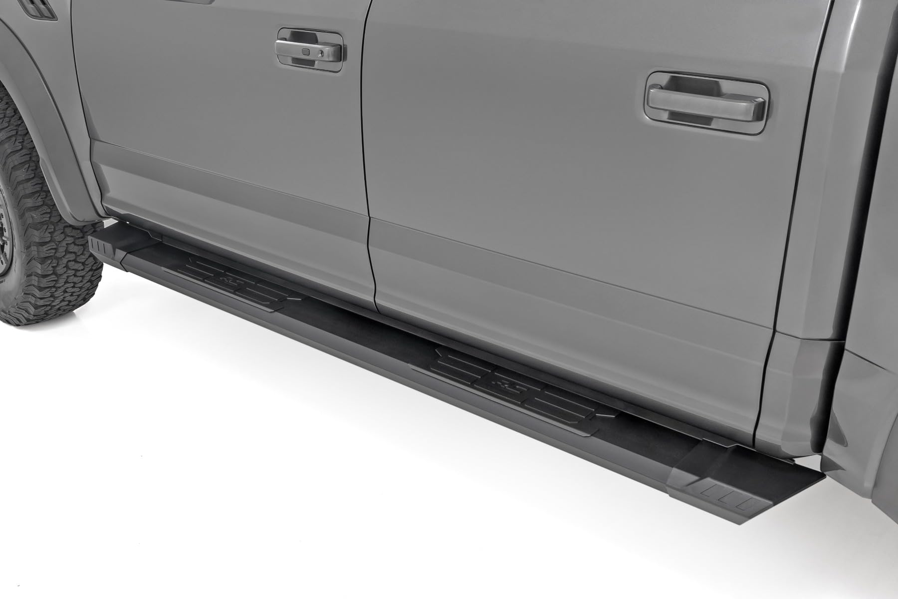 Rough Country HD2 Running Boards for Ford F-150/Lightning/F-250/F-350/Raptor Crew Cab (2015-2025) - 5" Wide Non-Slip Step, Easy Bolt-on Install