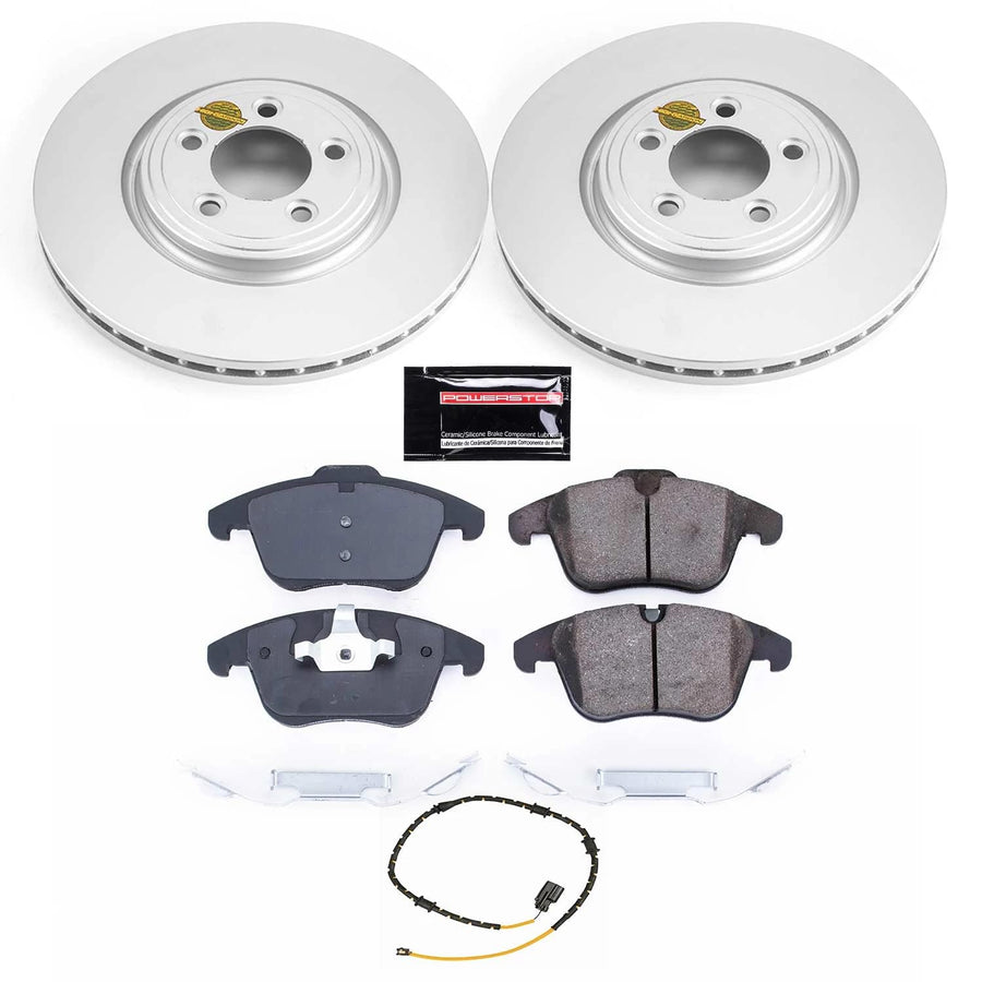 Power Stop Z23 CRK7680, Front Coated Rotor Kit-Coated Brake Rotors & Carbon Ceramic Brake Pads For Jaguar XF 2013-2015 [Model Specific]