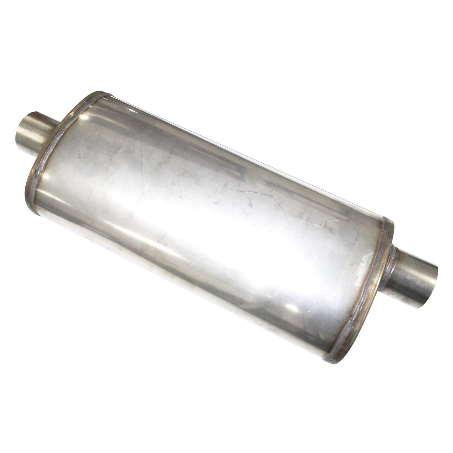 18" x 8" x 5" JBA (40-251800) - 2.5" Inlet Diameter Offset/Center Universal Straight-Through Style 409SS Muffler