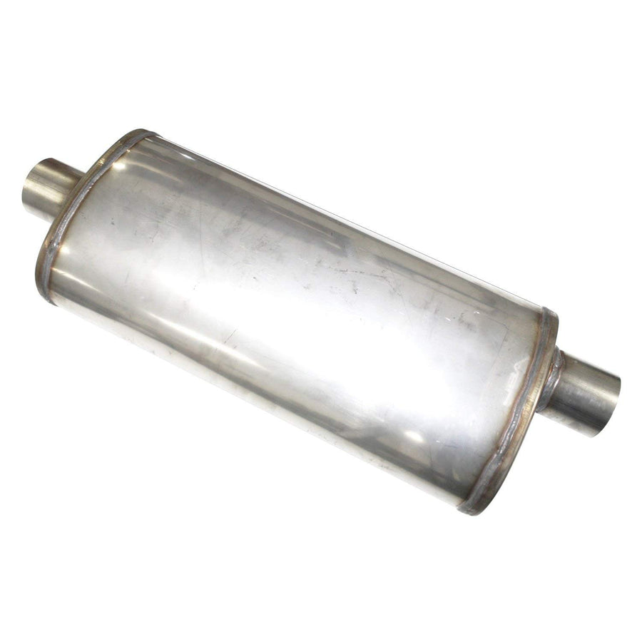 18" x 8" x 5" JBA (40-251800) - 2.5" Inlet Diameter Offset/Center Universal Straight-Through Style 409SS Muffler