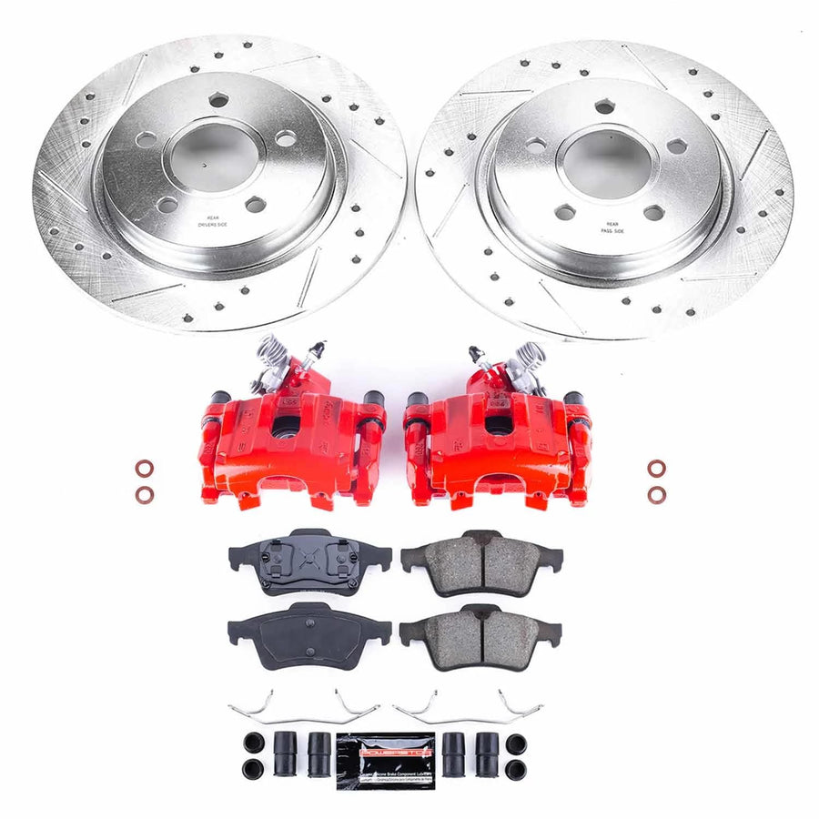 Power Stop Z23 Daily Driver KC5309A Rear Brake Caliper Kit-Drilled/Slotted Rotor, Brake Pads & Calipers For Volvo S40 2004-2005, Volvo V50 2005 [Model Specific]