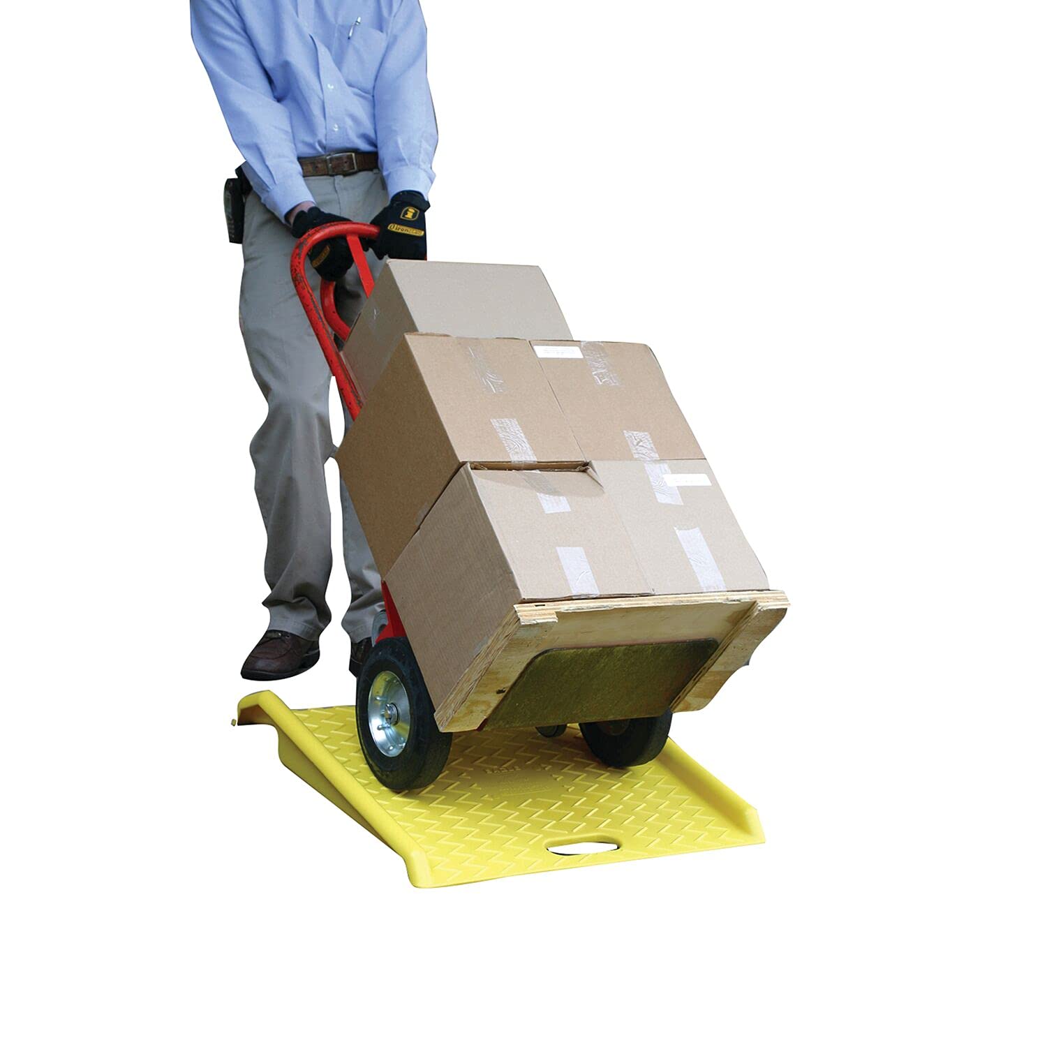 High Density Polyethylene Eagle 1794 Curb Ramp, Yellow, 1000 lbs Load Capacity, 27" Length, 27" Width, 4" Height