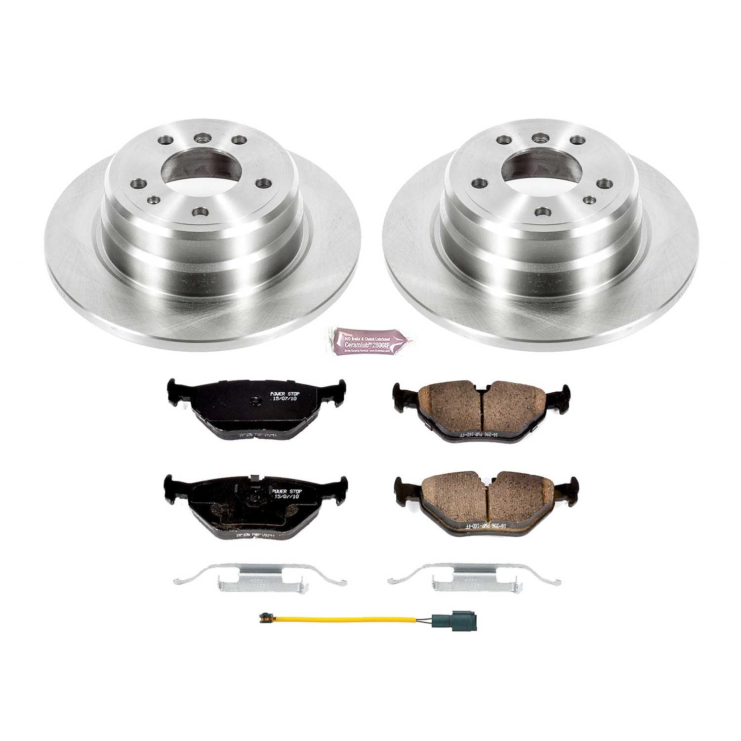 Power Stop KOE7336 Rear Replacement Brake Kit-OE Brake Rotors & Ceramic Brake Pads For BMW 525i 1989, BMW 535i 1989 [Model Specific]