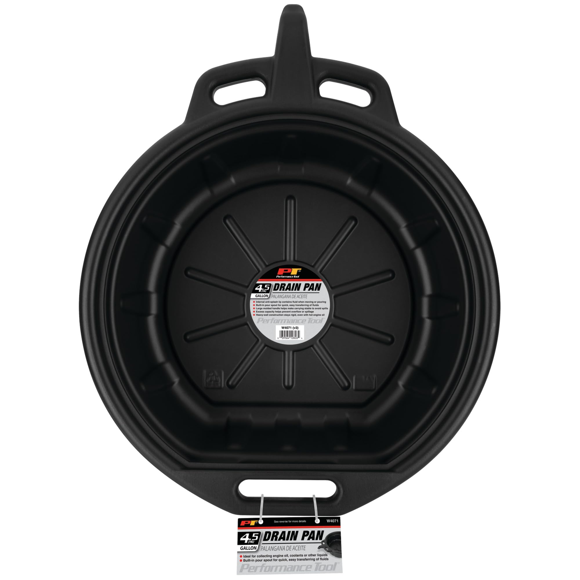 W4071 Performance Tool Black Oil Drain Pan (4.5 gallon)