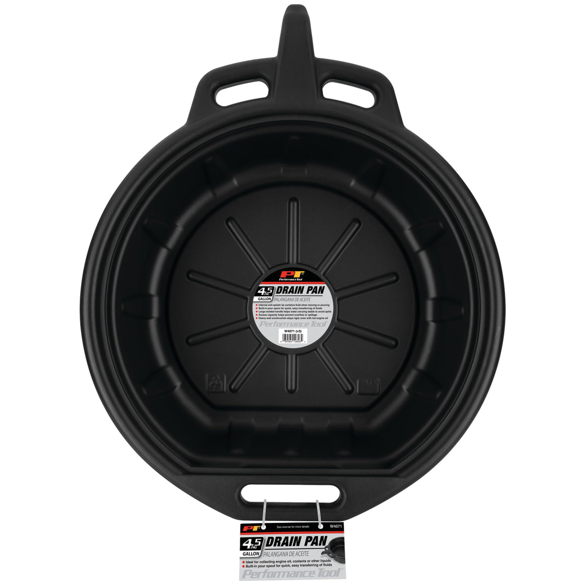 W4071 Performance Tool Black Oil Drain Pan (4.5 gallon)