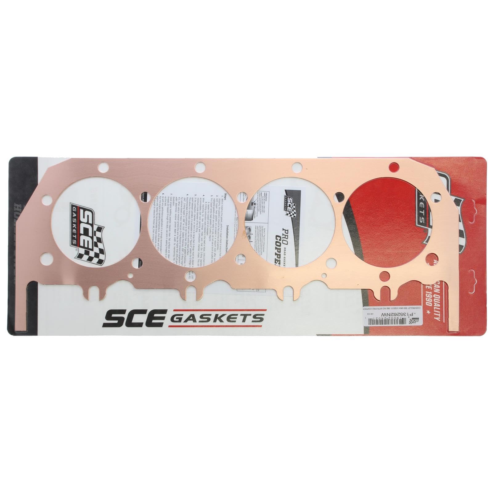 Cylinder Head Gasket, SCE Pro Copper, 4.520 in Bore, 0.062 in Compression Thickness, Copper, Big Block Chevy, Each