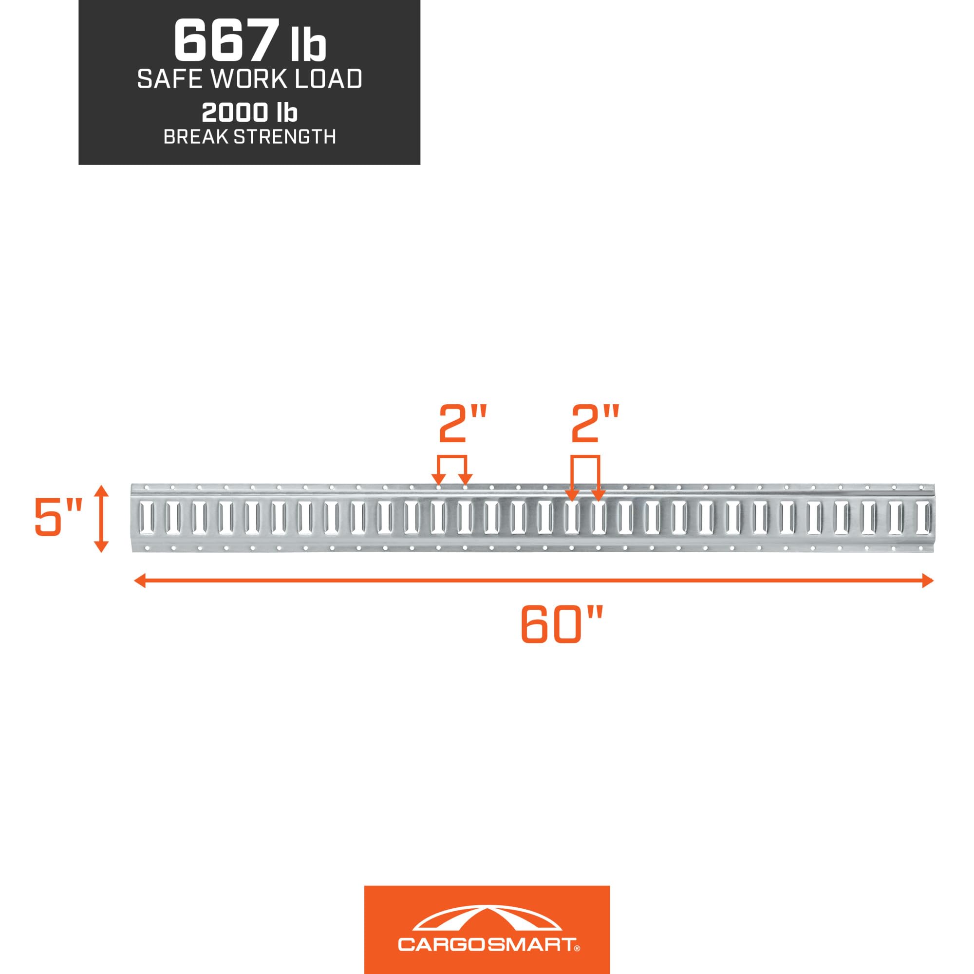 Horizontal CargoSmart E-Track Rail - 60in.L x 5in.W