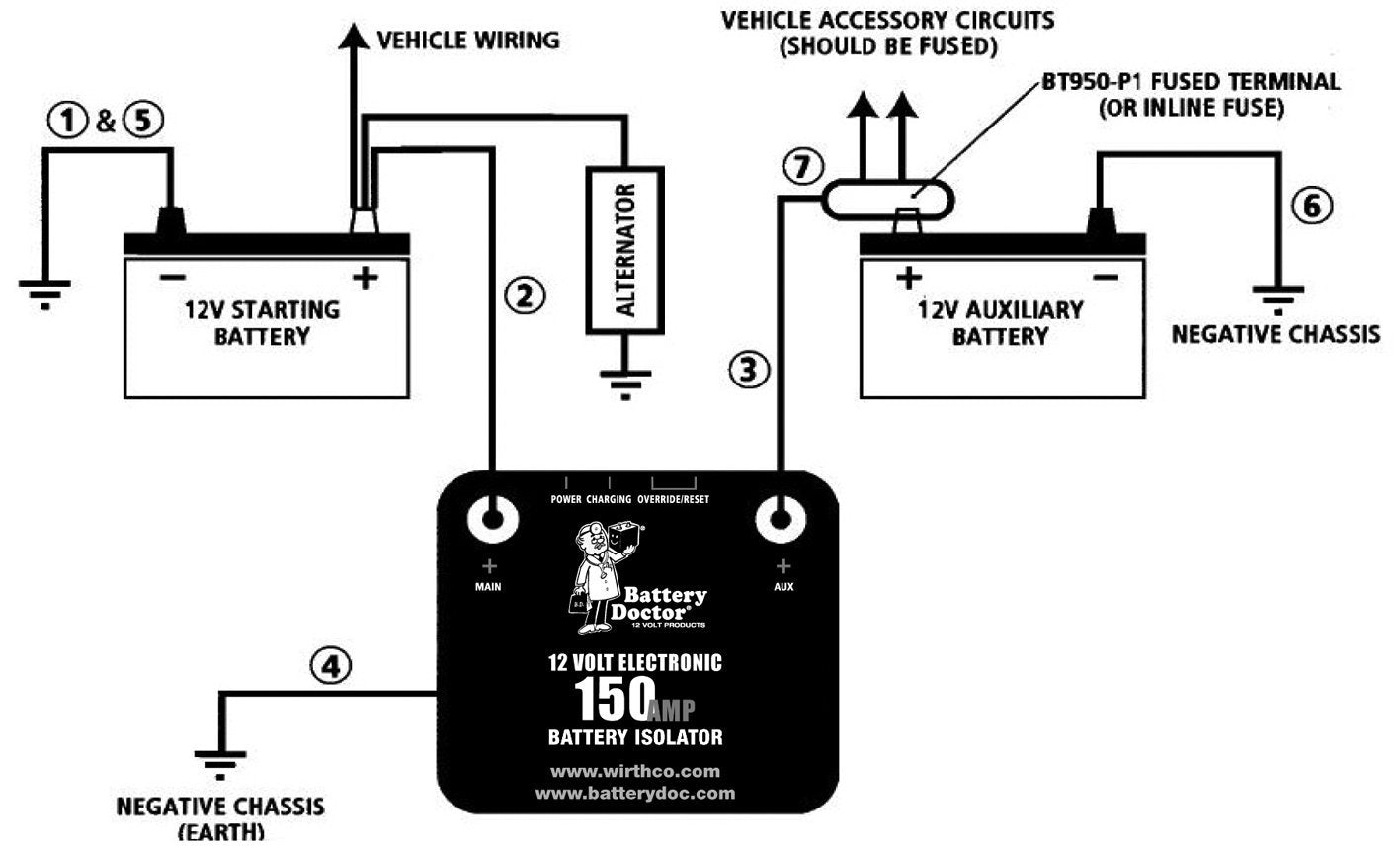 Battery Doctor WirthCo 1213.1241 20092 125 Amp/150 Amp Battery Isolator , Black