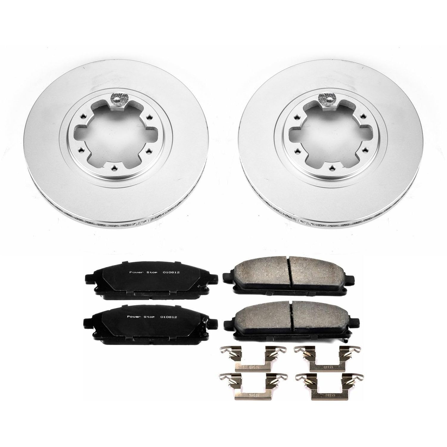 Power Stop Coated Brake Rotor CRK2279 & Ceramic Brake Pads- front For INFINITI QX4 1997-2003, Nissan Pathfinder 1998-2004 [Model Specific]
