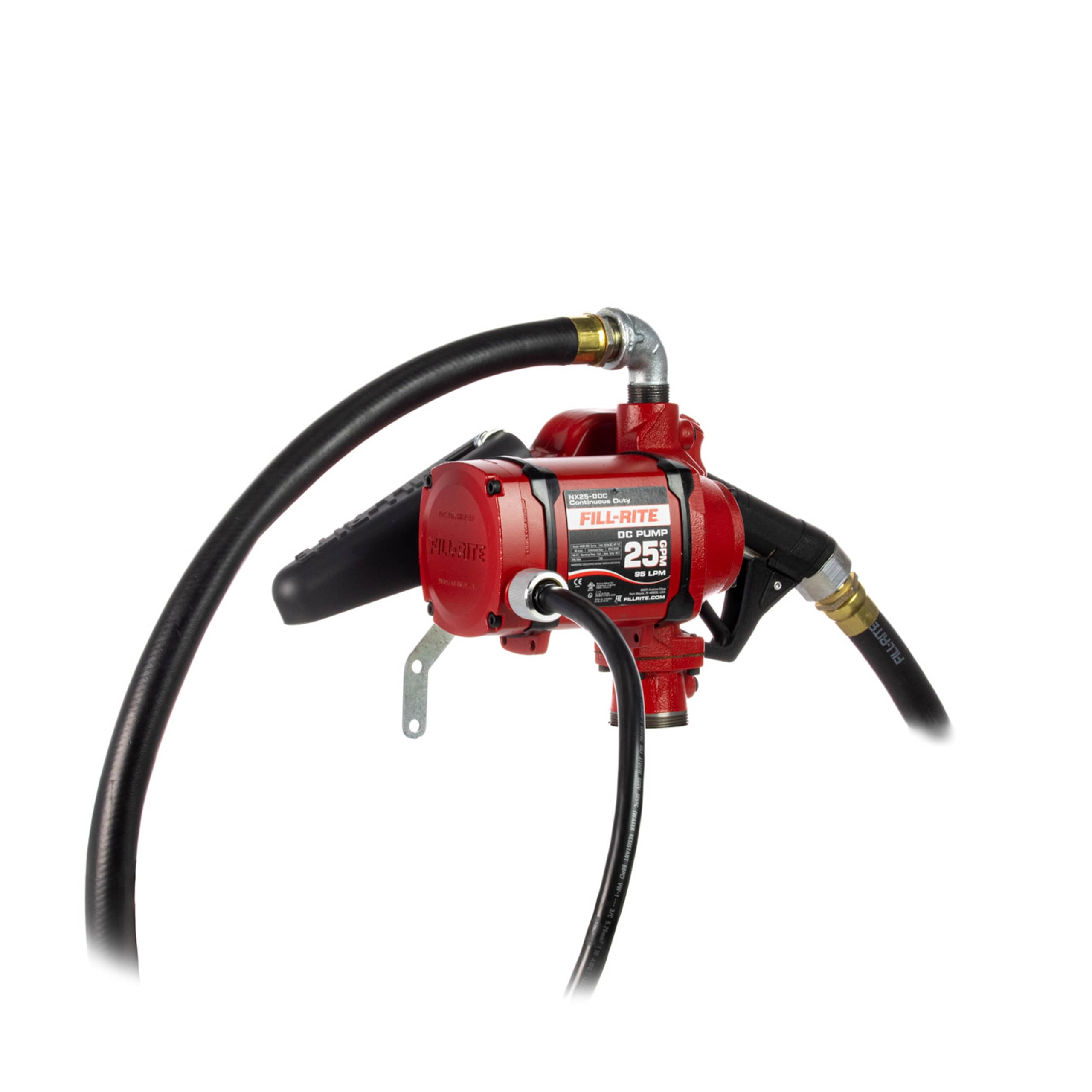 Fill-Rite 25 GPM Fuel Transfer Pump with Nozzle - Energy-Efficient 12/24V DC Fuel Transfer Pump for non stop Operation - Red - NX25-DDCNB-AA