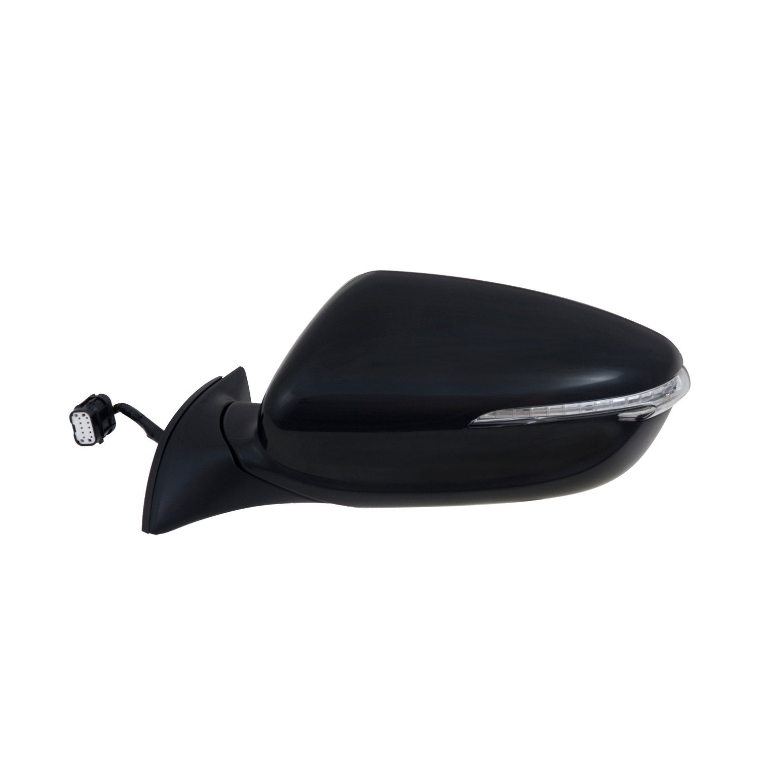 Driver Side Fit Mirror for Kia Forte Sedan, Forte 5 Hatchback, Textured Black w/PTM Cover, w/Turn Signal, Power Folding, w/o Puddle lamp, Heated Power