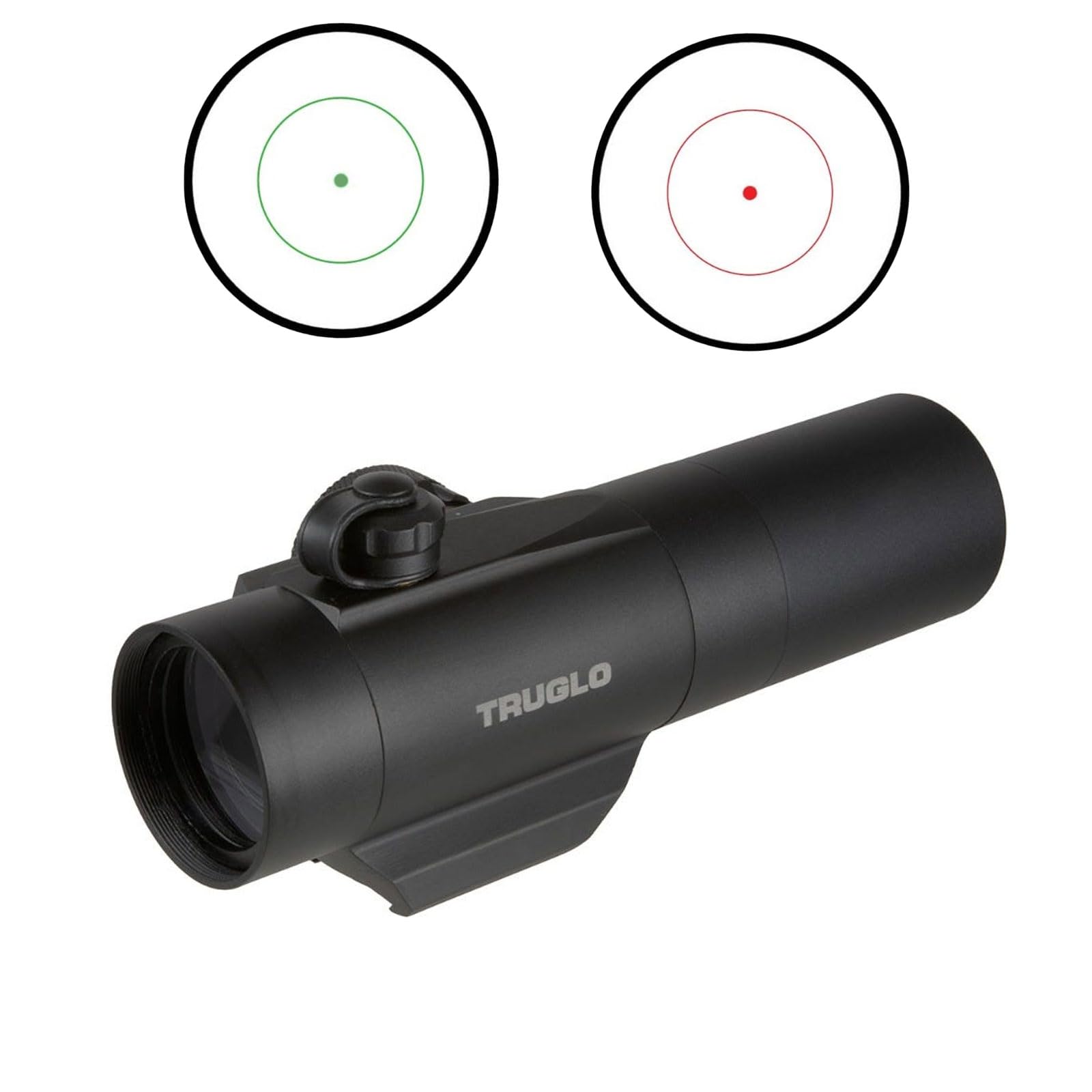 Dual-Color TRUGLO 1x30mm 3-MOA Hunting Lightweight Waterproof Fogproof Shock Resistant Adjustable Aluminum Red / Green Center Optic Dot Sight, Flip-Up Lens Caps and Detachable Sunshade Included