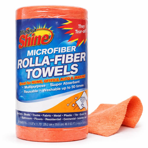 Rolla-Fiber Towels Magna Shine Microfiber Washable Roll of Microfiber Towels Tearable and Reusable Wash up to 50 Times