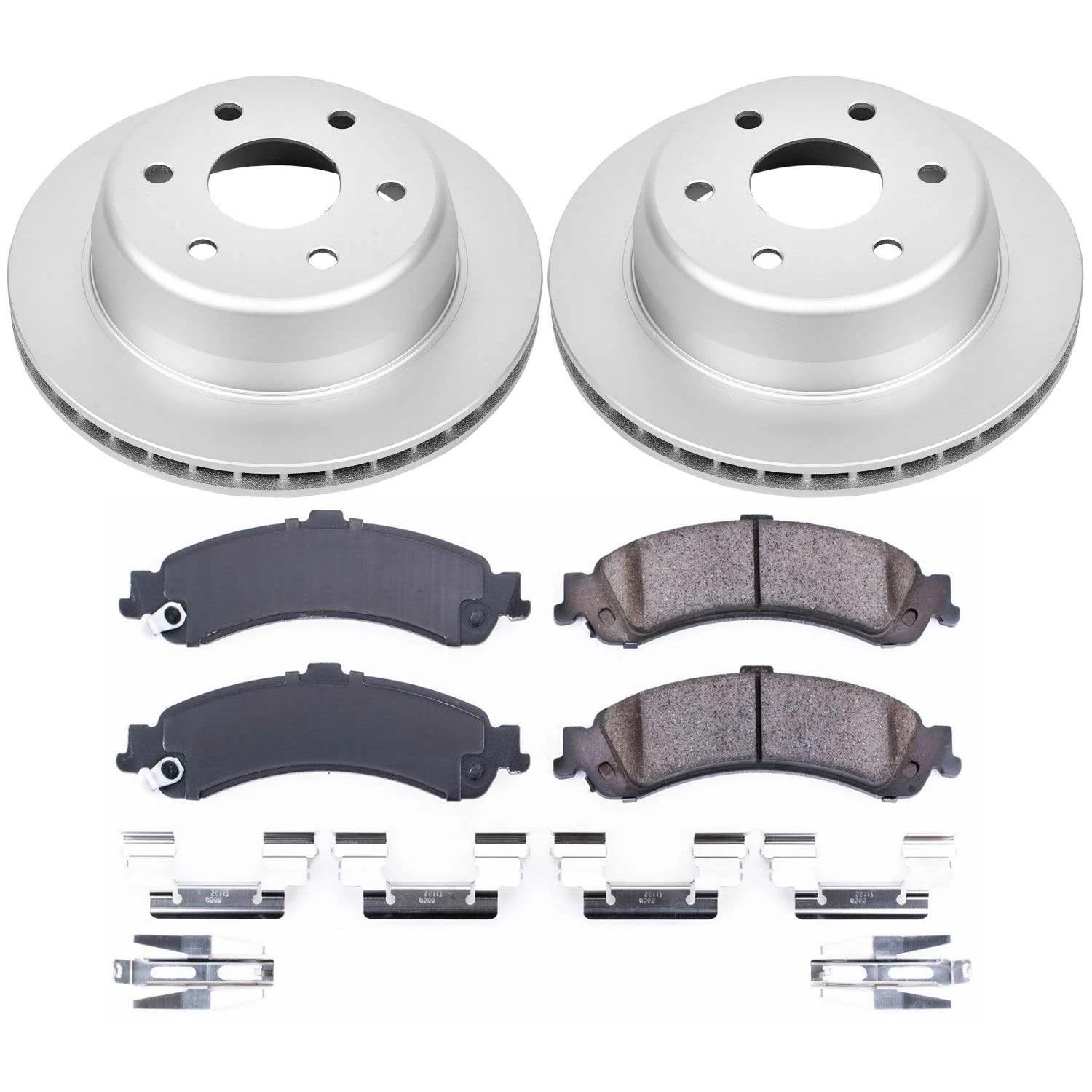 Power Stop Coated Brake Rotor & CRK2046 Ceramic Brake Pads- rear