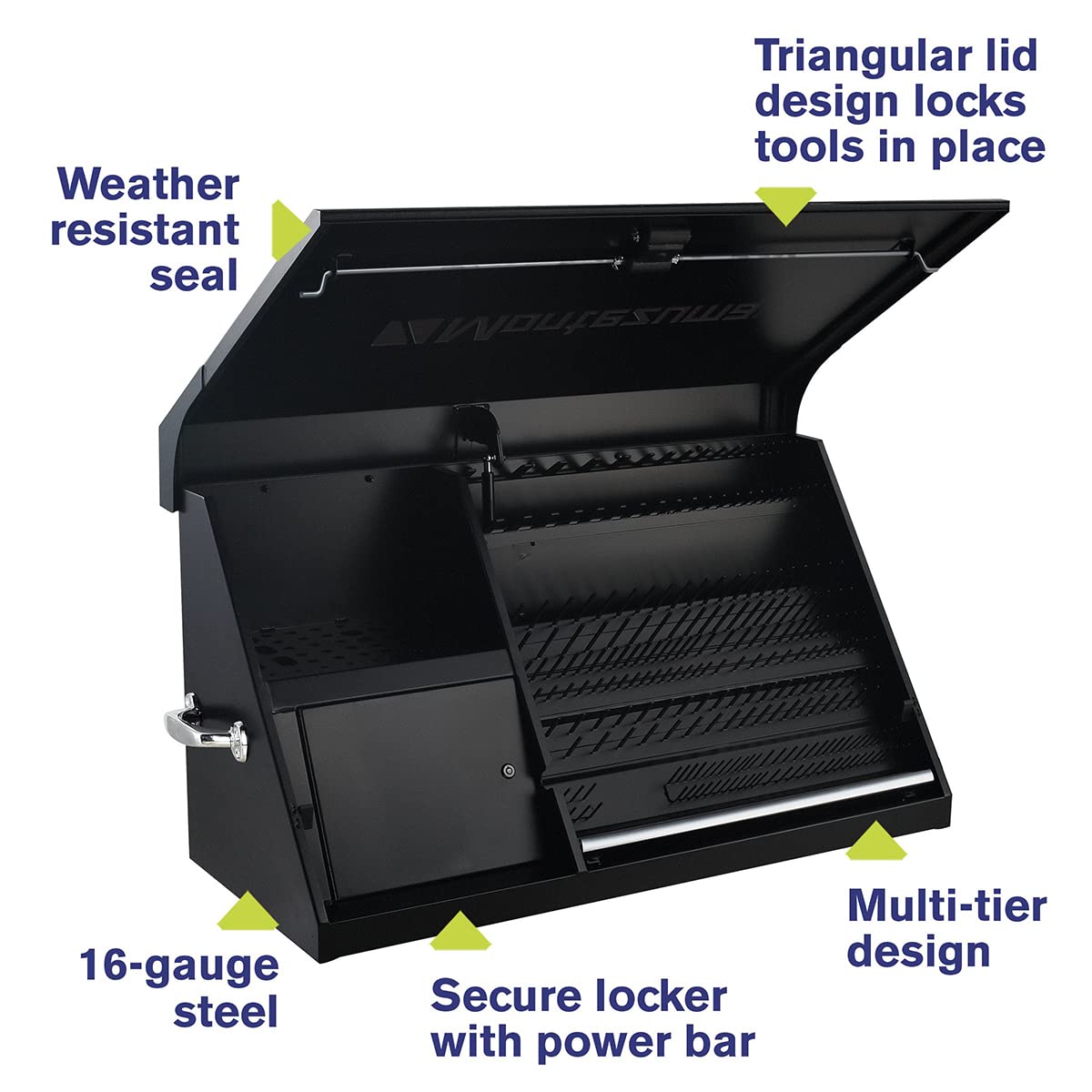 DX411B Montezuma 41" x 18" Heavy Duty Steel Triangle Toolbox (steel, black)