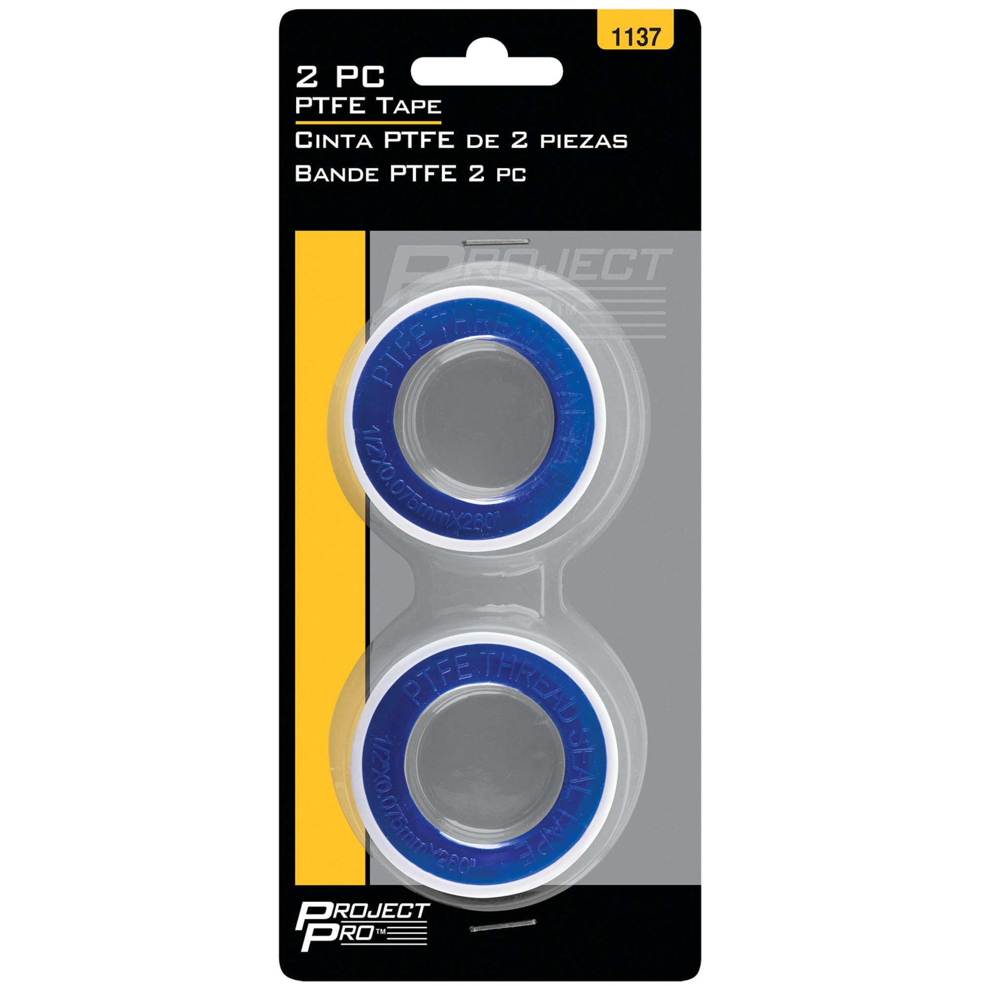 Thread Seal Tape Performance Tool 1137 for Plumbing & Electrical Use - Seals Metal and Plastic Threads, 1/2 x 0.075mm x 260-Inches
