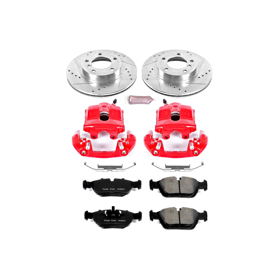 1-Click Power Stop Performance Brake Kit with Calipers and 1 Front Sensor Wire For BMW 323Ci 2000, BMW 323i 1999-2000 [Model Specific]