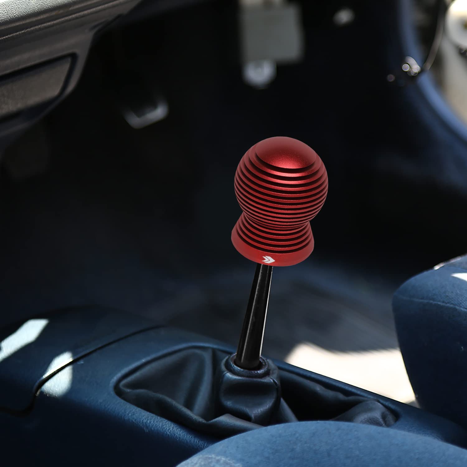 NRG Innovations Universal Aluminum SK-702RD Shift Knob with Thread Adapters, Heat Sink Spheric Style, 50mm OD x 65mm H, Red