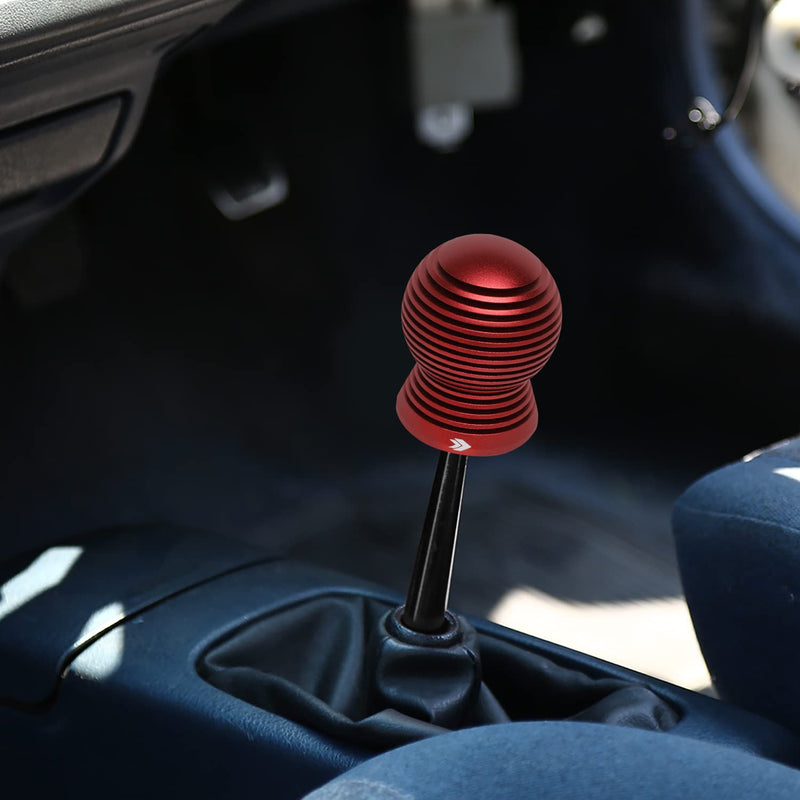 NRG Innovations Universal Aluminum SK-702RD Shift Knob with Thread Adapters, Heat Sink Spheric Style, 50mm OD x 65mm H, Red