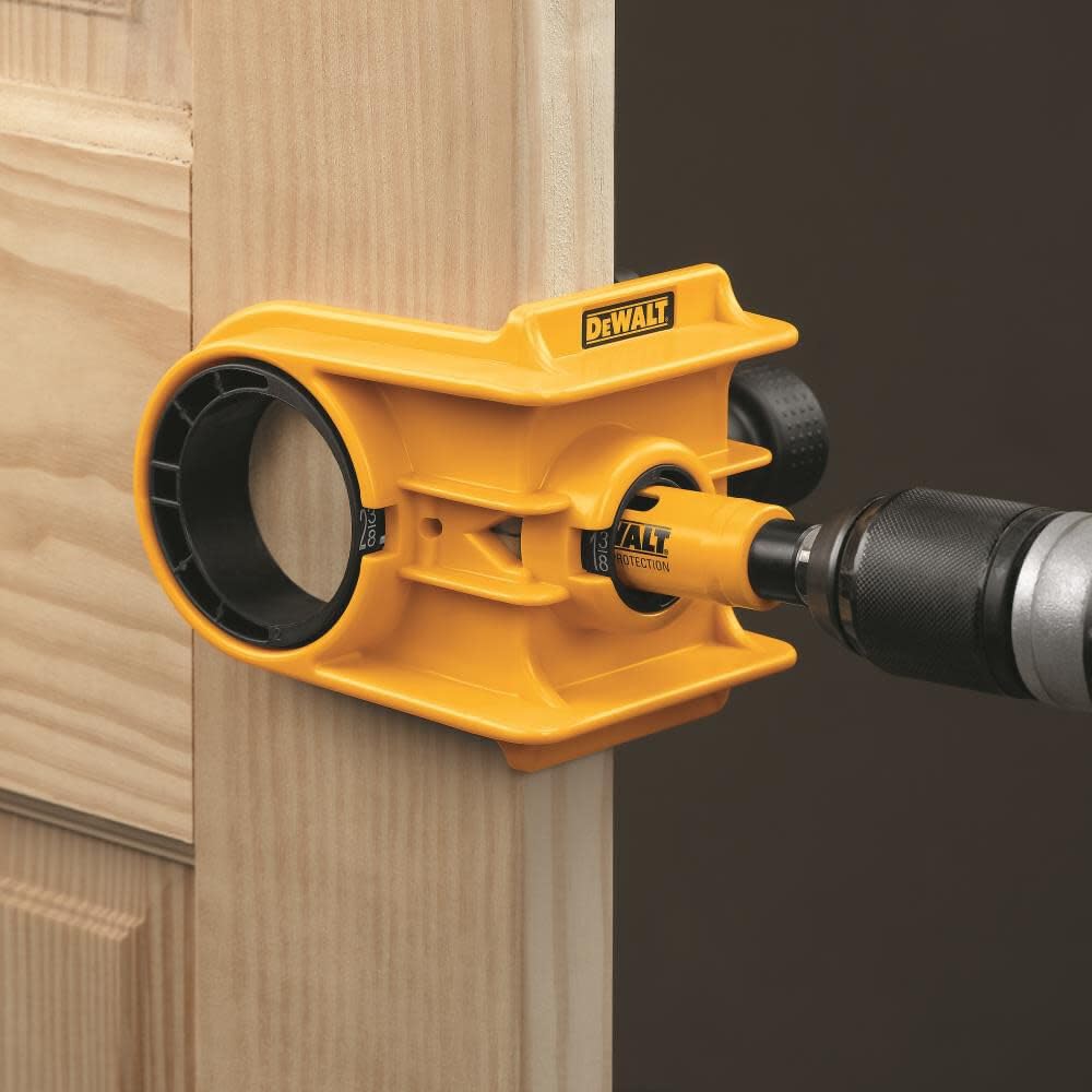 DEWALT Installation Kit Door Lock, C-Clamp Design, For Metal or Wood Doors, 2 Adjustable Bushings, Easy Installation (D180004)