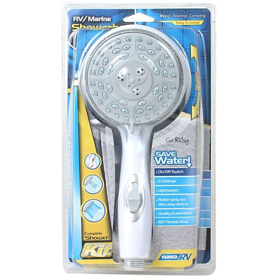 RV/Marine Camco 43714 Shower Head Kit, Handheld, White - Quantity 4