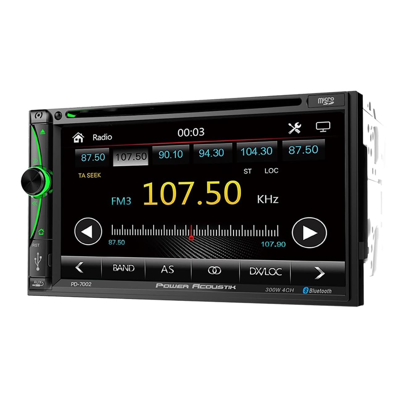 PD-7002 Power Acoustik, 7 Inch Double Din Car Stereo, Touchscreen Radio Bluetooth DVD/CD MP3 Receiver, Car Audio 2 Way Android Mirrorlink