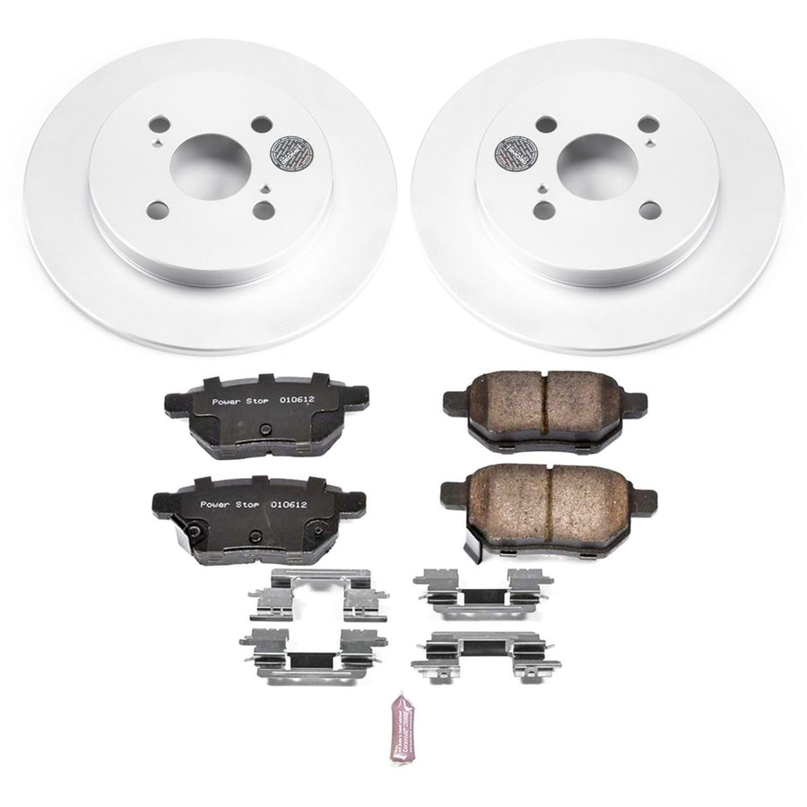 Power Stop CRK6106 Coated Brake Rotors and Z17 Rear Brake Pads Kit For Toyota Yaris 2012-2018 [Model Specific]