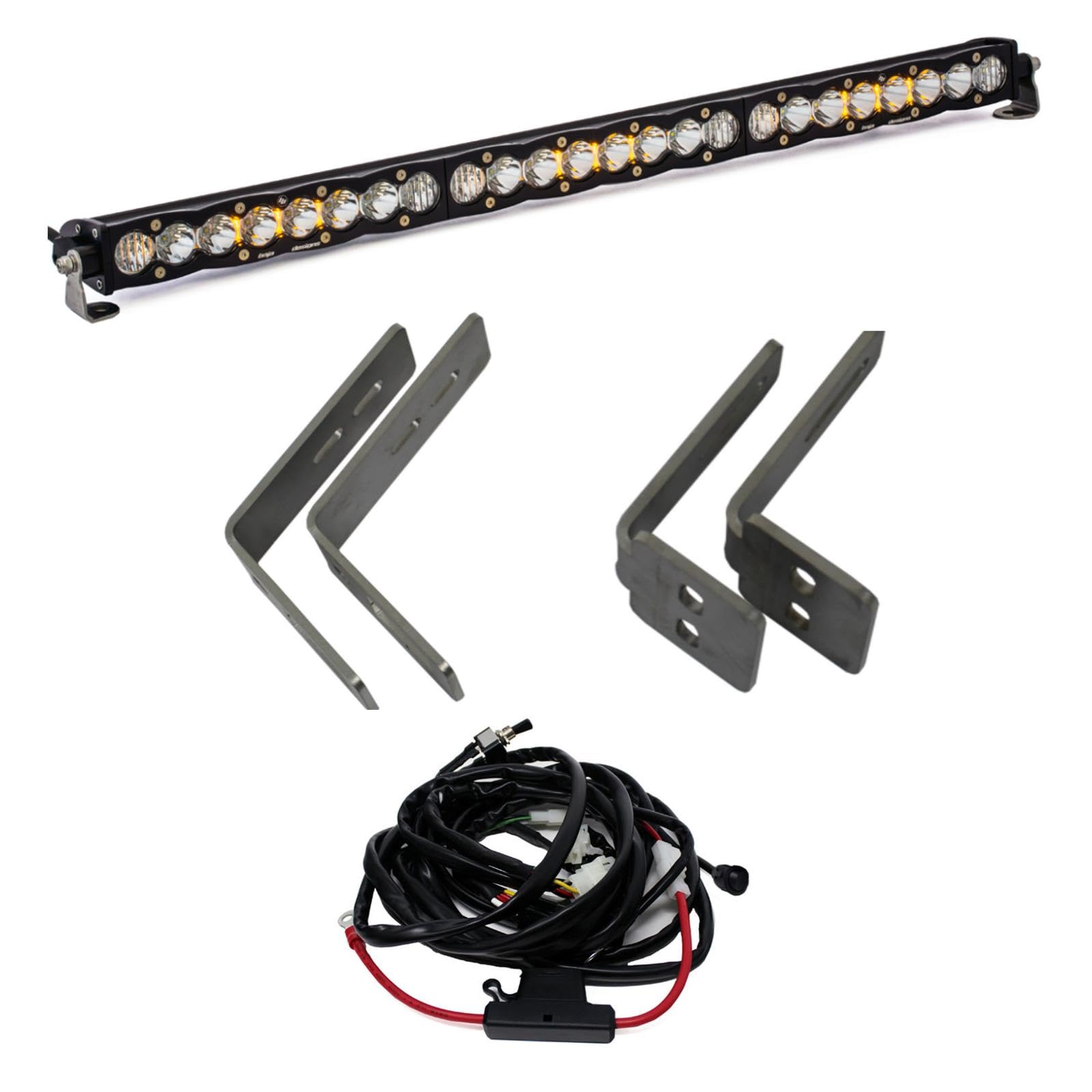 30-inch Baja Designs S8 LED Bar Upper Grille Light Kit for Ford F-250/350 Super Duty 2011-16 Truck (Driving/Combo; Clear)