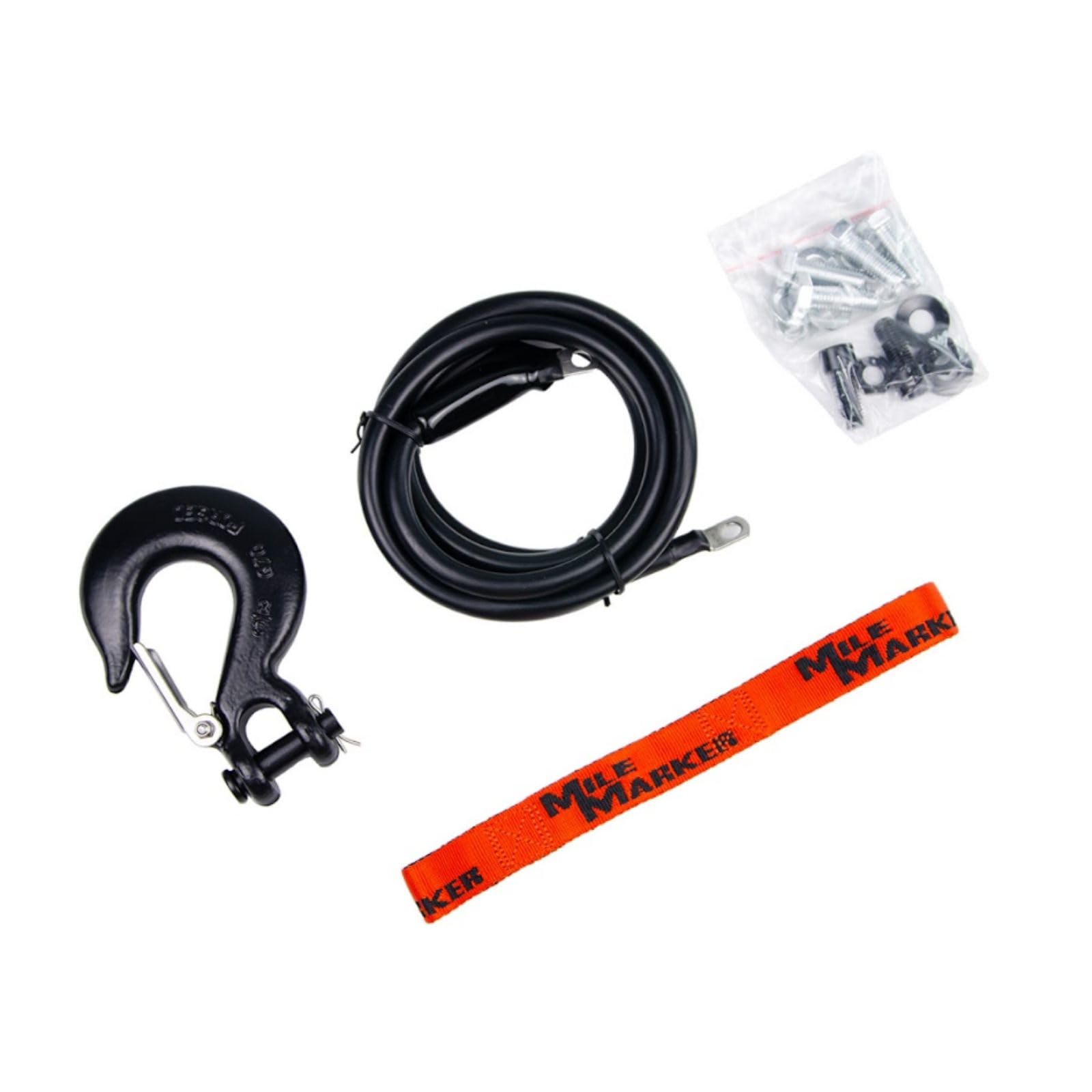 Mile Marker Mission Series 78-53141 Covert Black 12 Volt 8,000 Pound Electric Winch with 92' Synthetic Rope - Rugged Heavy Duty Solenoid - Fully Submersible