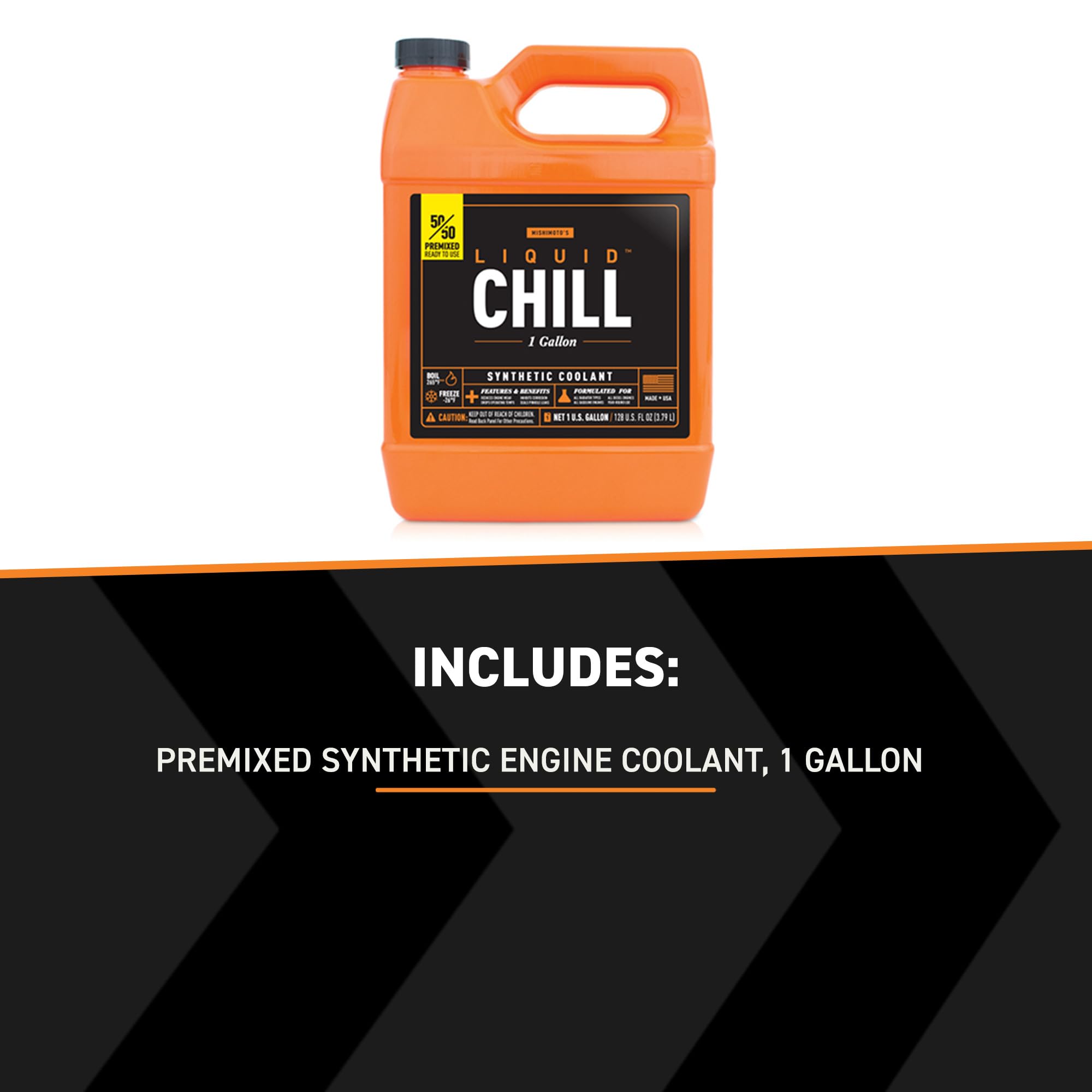 Mishimoto Liquid Chill MMRA-LC-5050F Premixed Synthetic Engine Coolant, 1 Gallon, Orange