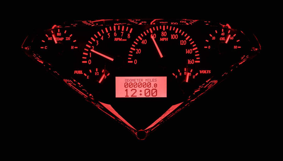 Silver Face 55-59 Chevy Truck VHX System - Red Display